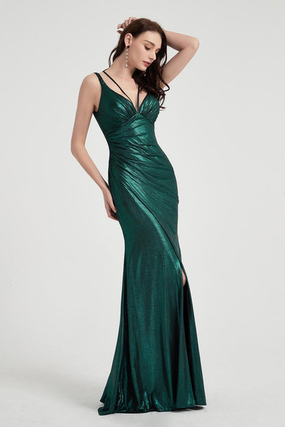 Mermaid/Trumpet V-neck Sleeveless Full Length Polyester Promo Dresses