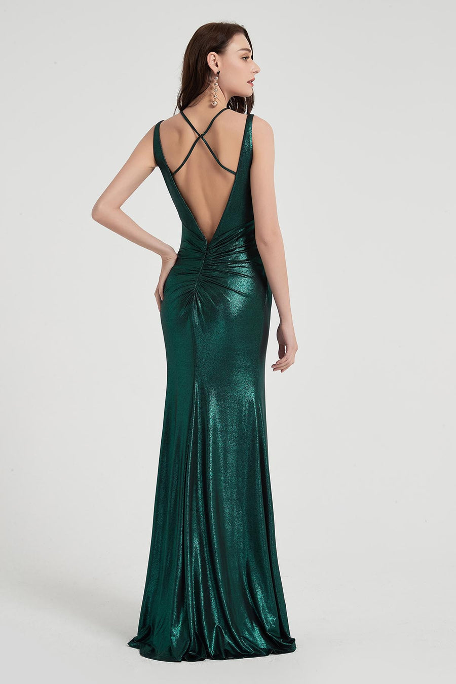 Mermaid/Trumpet V-neck Sleeveless Full Length Polyester Promo Dresses