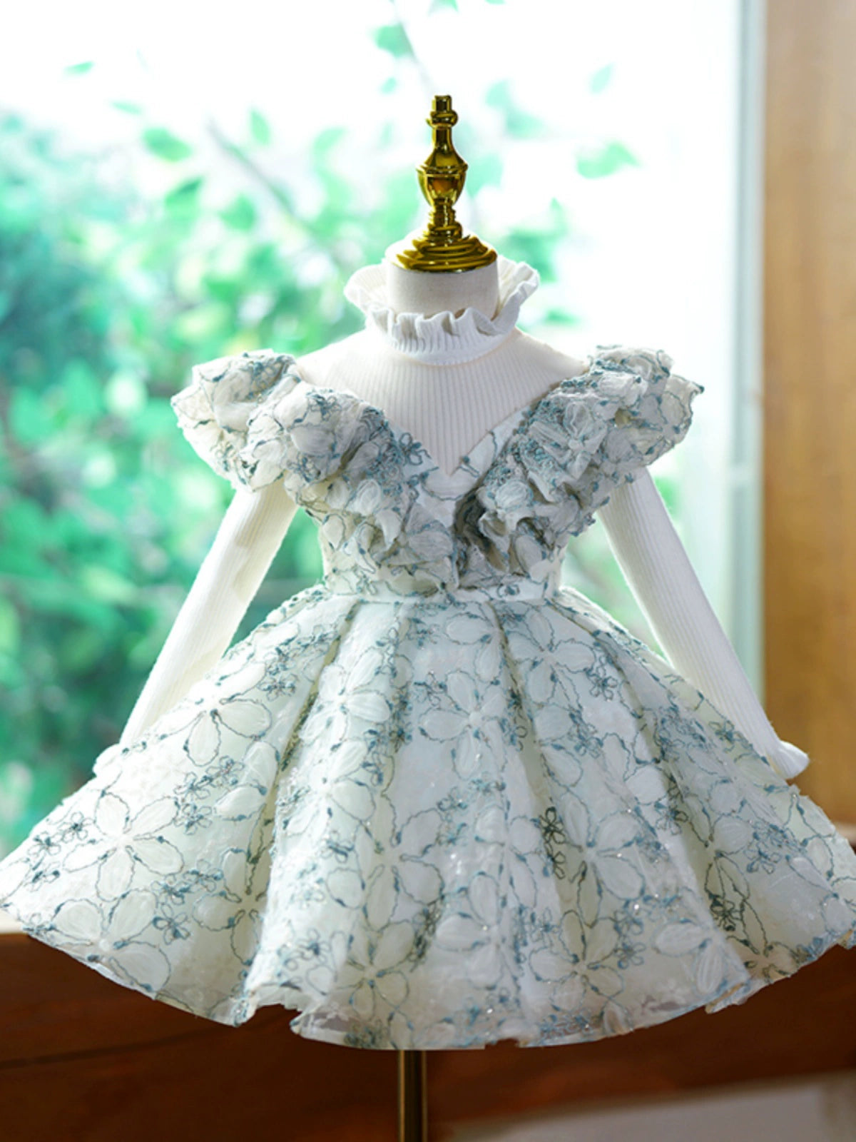 Princess Green Lace Back Zip Baptism Lace Tea Length Sleeveless Cap Sleeve Round Flower Girl Dress