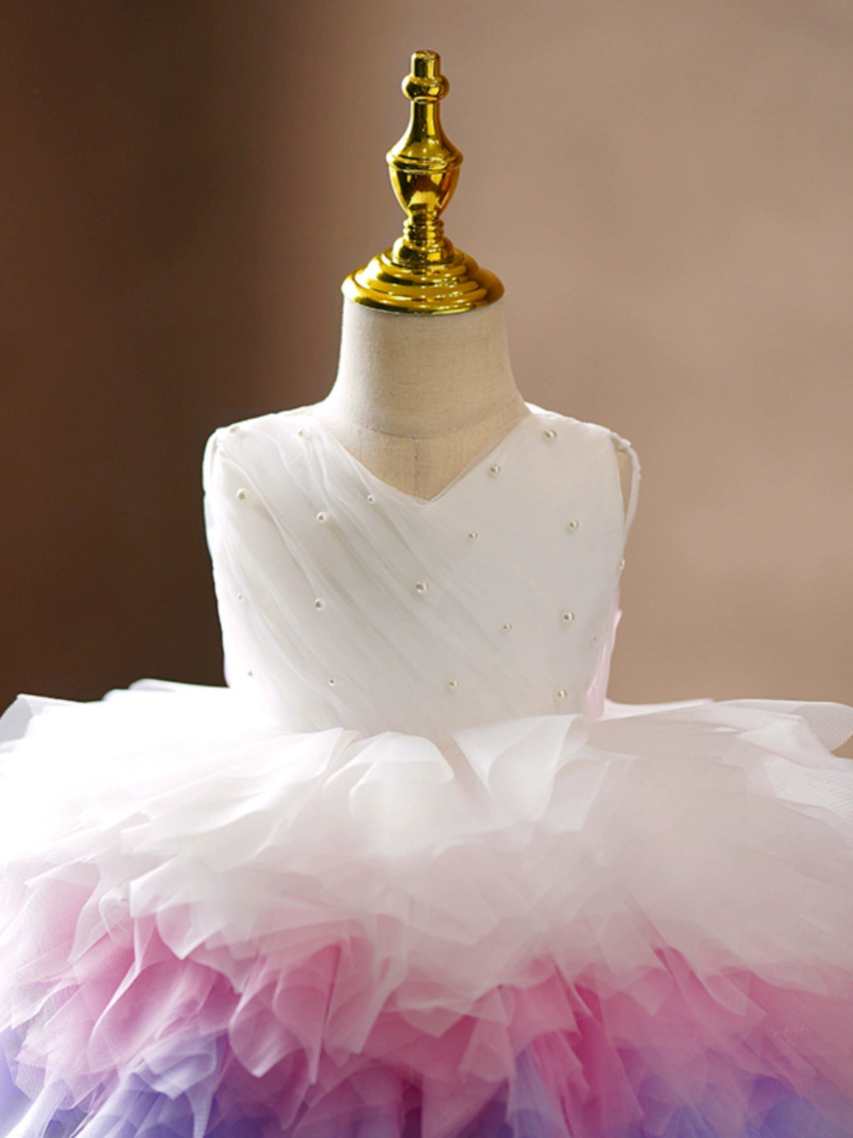 Princess White Tulle Back Zip Baptism Bow(s) Tea Length Sleeveless V-Neck Flower Girl Dress